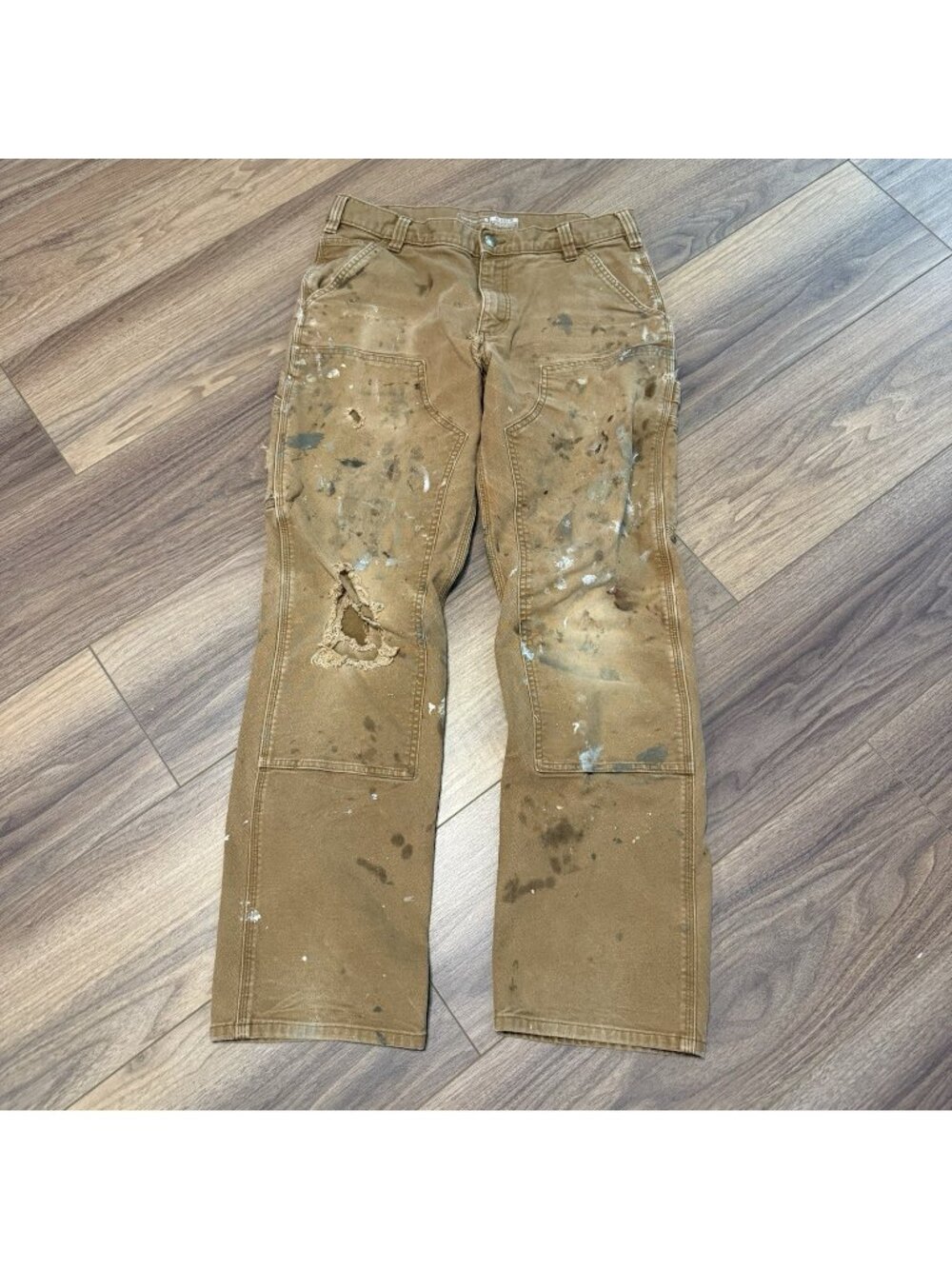 Carhartt Double Knee Rugged Flex Duck Canvas Workwear Pants 34x34 Relaxed Fit
